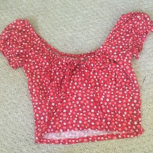 Short sleeve puffs floral cute top